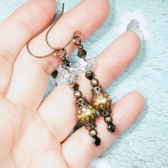 Artisan earrings  452# dangle earrings Victorian earrings vintage hatpin dangle - Picture 4 of 4